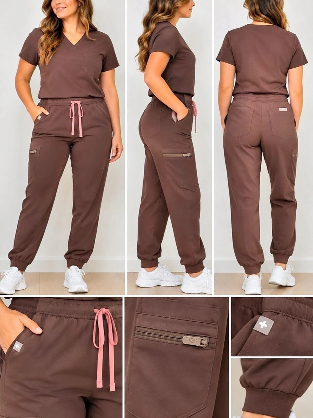 FIGS Technical Collection Jogger Scrub Pant Brown XL